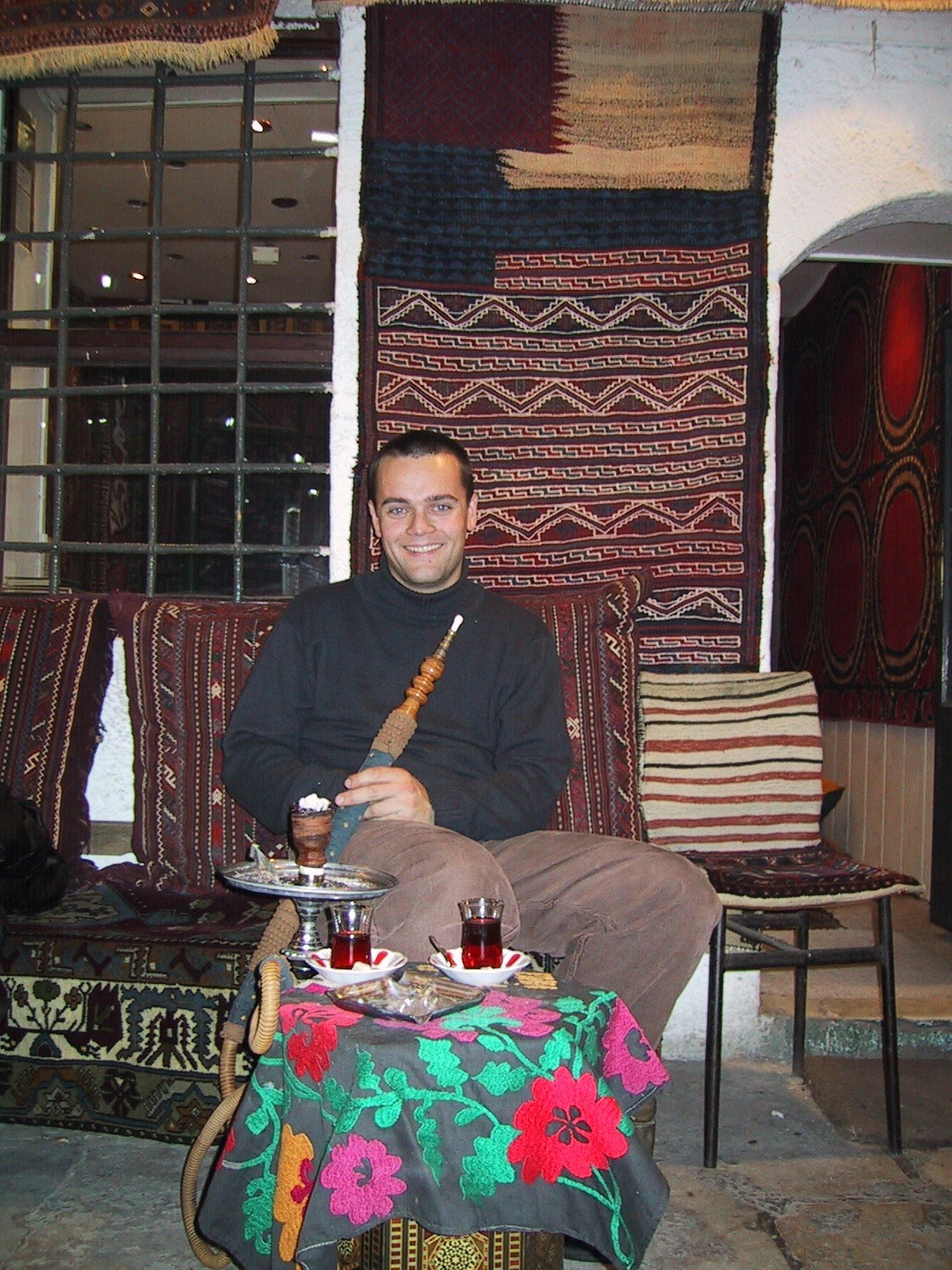 The author in the Ilesam Lokali tea garden, Istanbul