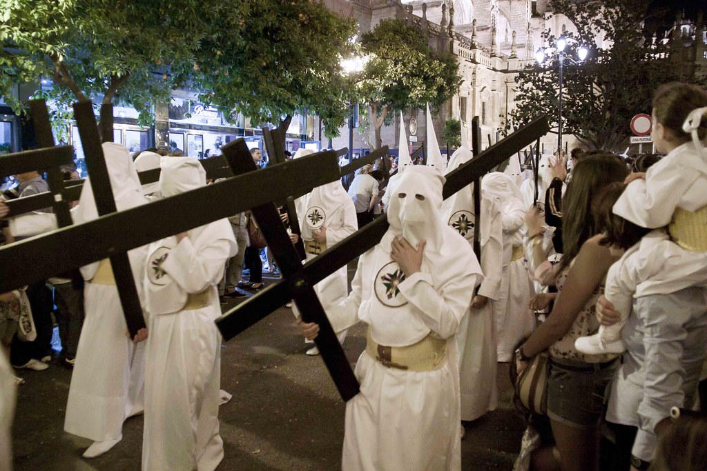 Penitentes setting out on their processional route, Seville – Spain (Holy Week)
